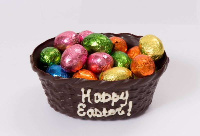 Chocolate Easter Basket Filled with Chocolate Eggs