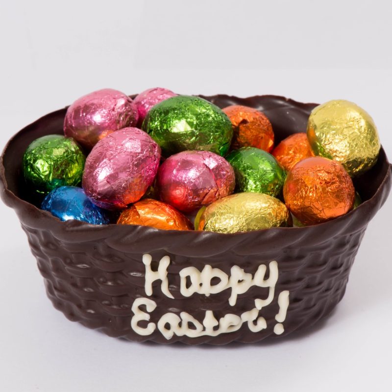 Chocolate Easter Basket Filled with Chocolate Eggs