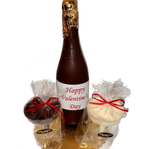 Edible Chocolate Valentine Champagne Bottle & Glasses