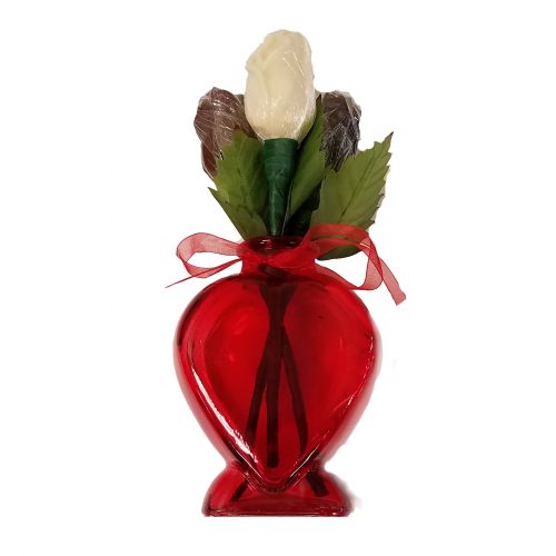 Valentine Gift Vase With Solid Chocolate Roses