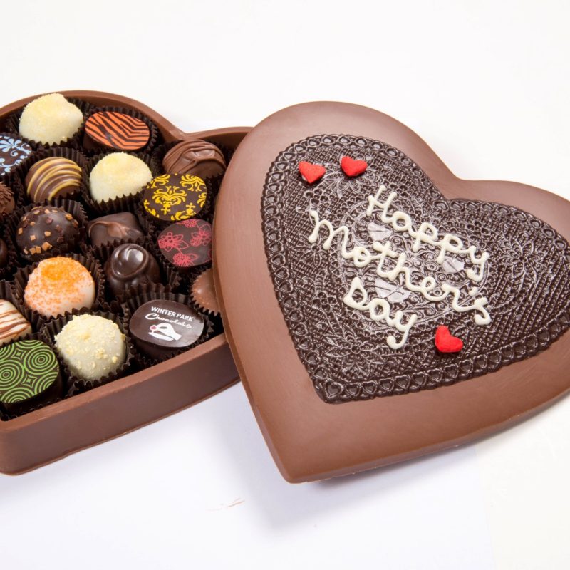 Mothers Day Edible Heart Shaped Chocolate Assorted Truffle Gift Box - Large